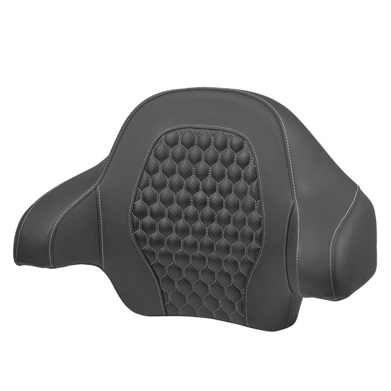 2014-2025 FLHR, FLHT, FLHX & FLTR Tour Pack Honeycomb Backrest Pad, Silver Stitching