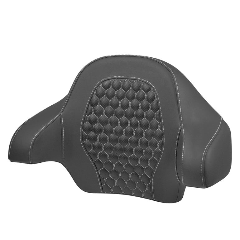 2014-2025 FLHR, FLHT, FLHX & FLTR Tour Pack Honeycomb Backrest Pad, White Stitching