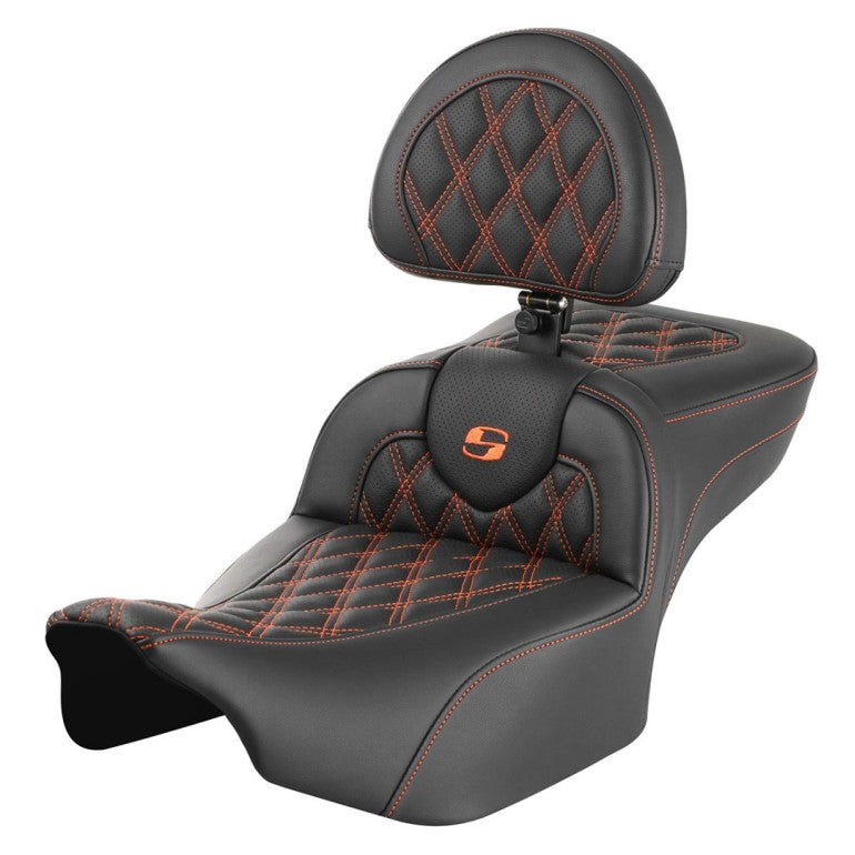 2024-25 Road Glide / Street Glide | 2023-25 CVO Road Glide / Street Glide RoadSofa LS Ext Reach w/Backrest, All Orange Stitching