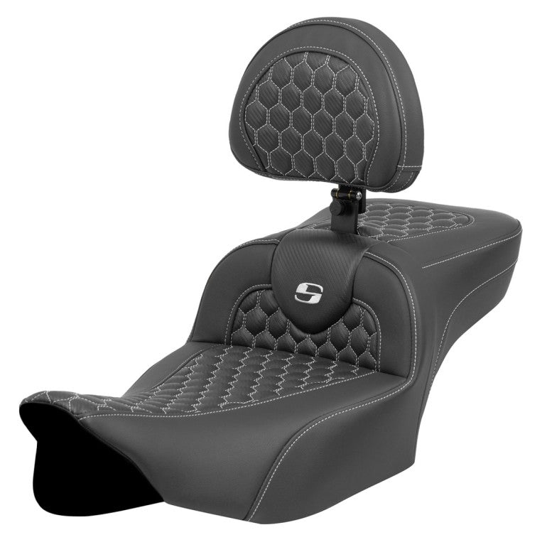 2024-25 Road Glide / Street Glide | 2023-25 CVO Road Glide / Street Glide RoadSofa™ HC Ext Reach w/ Driver's Backrest, White Stitch