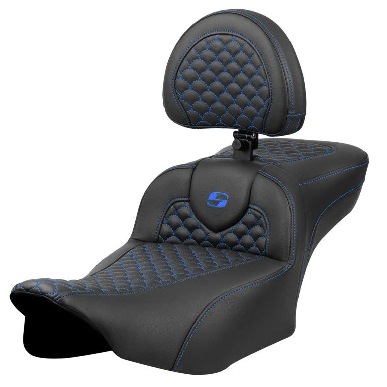 2024-25 Road Glide / Street Glide | 2023-25 CVO Road Glide / Street Glide Ext. Reach RoadSofa DS w/Drivers Backrest, Blue Stitch