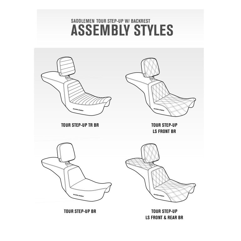 2008-2024* FLHR, FLHT, FLHX & FLTR Tour Step-Up™ Seat w/ Rider Backrest Front & Rear LS