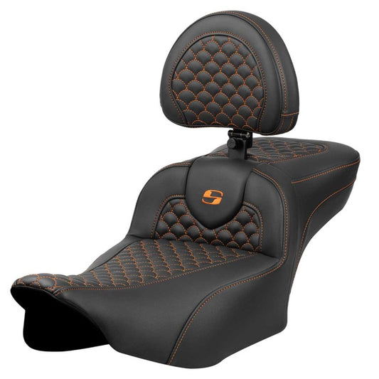 2024-25 Road Glide / Street Glide | 2023-25 CVO Road Glide / Street Glide Ext. Reach RoadSofa DS w/Drivers Backrest, Orange Stitch