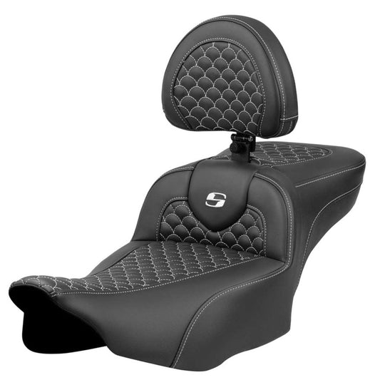 2024-25 Road Glide / Street Glide | 2023-25 CVO Road Glide / Street Glide Ext. Reach RoadSofa DS w/Drivers Backrest, White Stitch