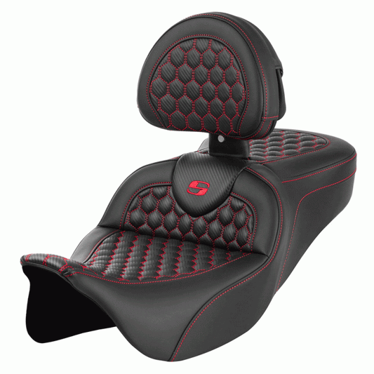 2008-2024* FLHR, FLHT, FLHX & FLTR RoadSofa™ HC w/Drivers Backrest, Red Stitching