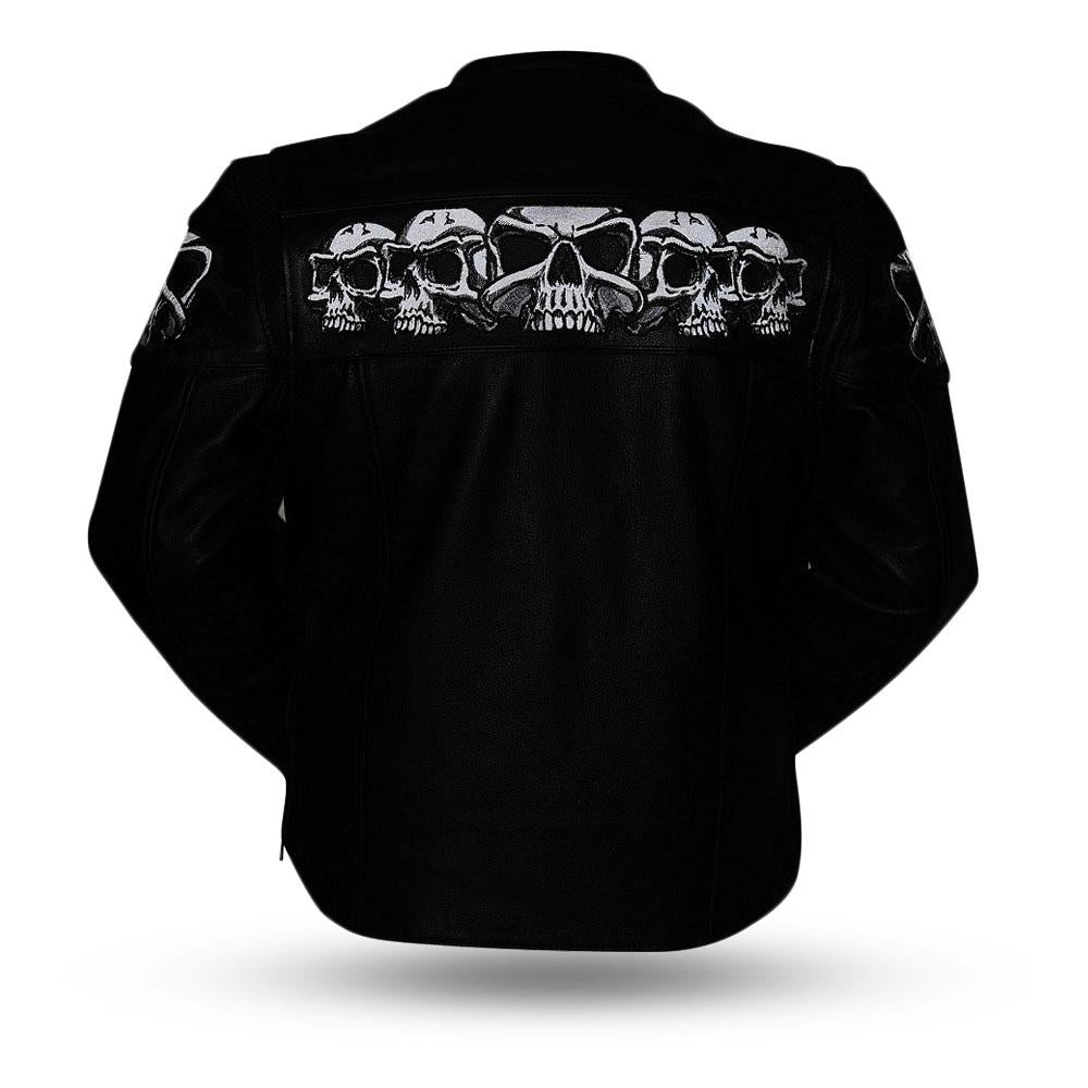 Savage Skulls - Men's Motorcycle Leather Jacket - Reflective